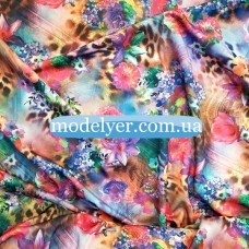 Ткань Дайвинг принт Цветы Леопард